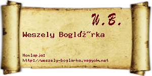 Weszely Boglárka névjegykártya